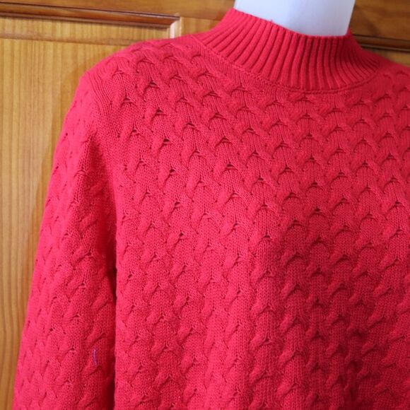 Vintage Studio Works Red Knit Sweater Beautiful Textured Cable Knit Large - Picture 3 of 14